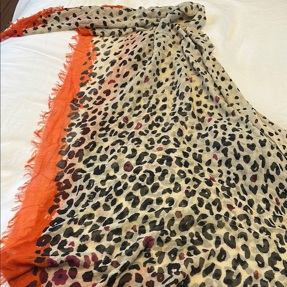Zadig & Voltaire Orange Leopard Scarf
